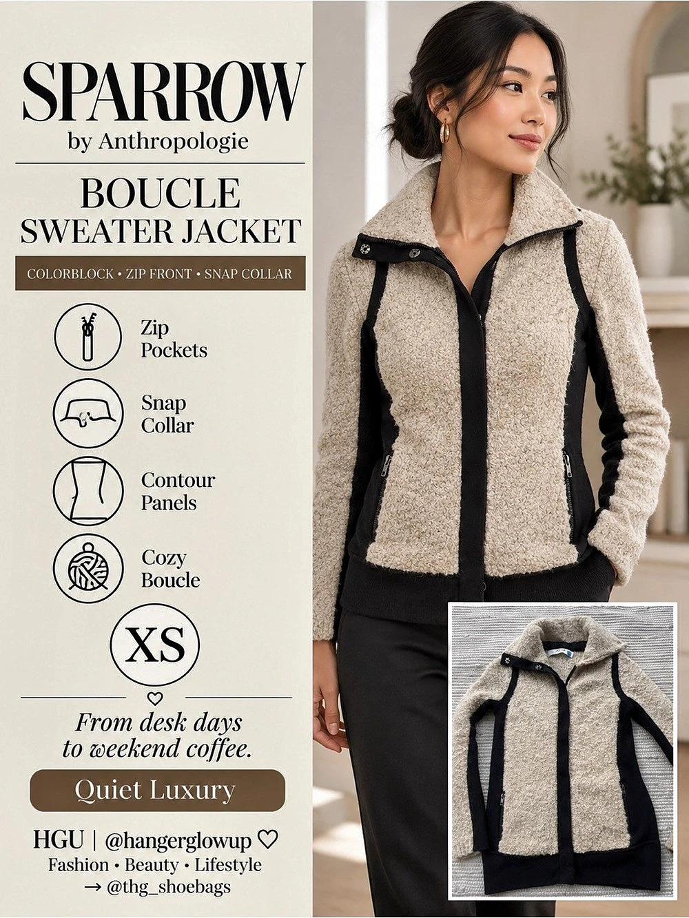 Anthropologie Sparrow Bouclé Wool Mohair Colorblock Sweater Jacket XS